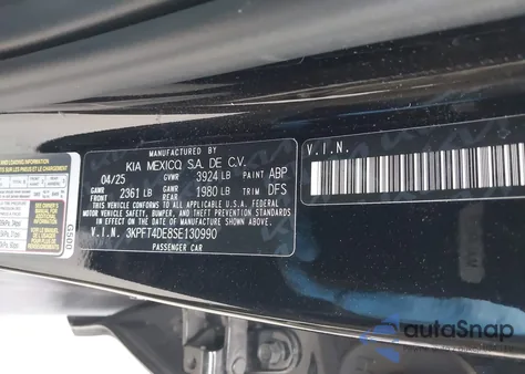 2025 Kia K4 Lxs z USA, uszkodzony, nr VIN 3KPFT4DE8SE130990